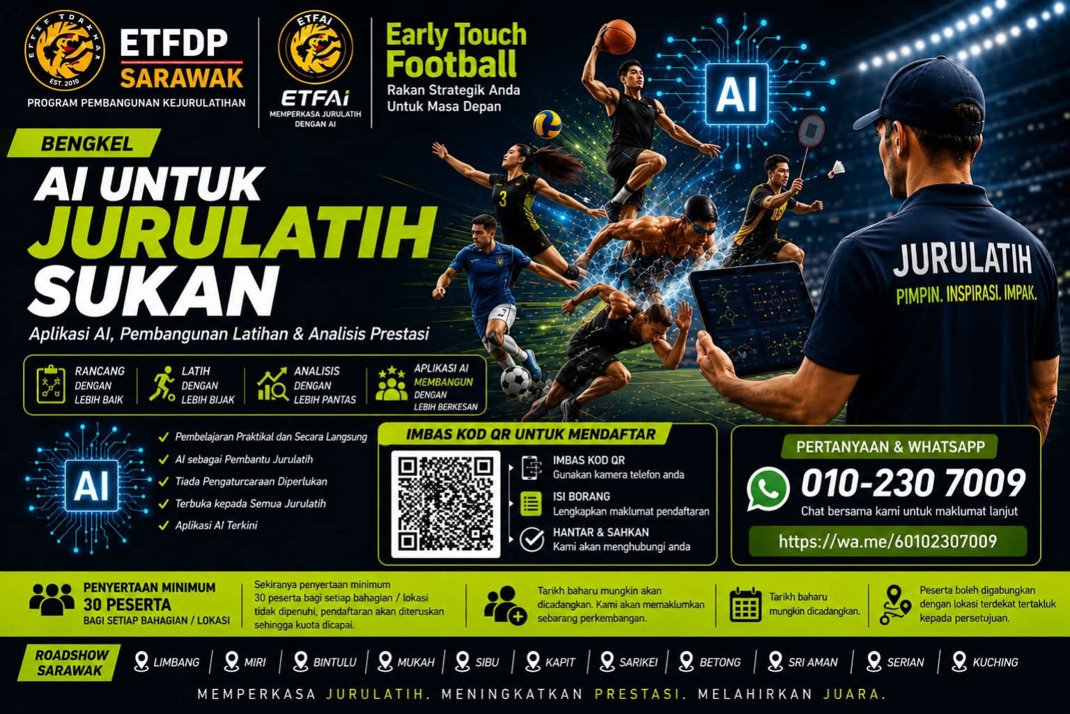 Poster Bengkel AI untuk Jurulatih Sukan ETFDP Sarawak